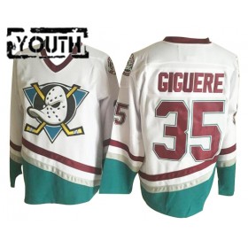 Anaheim Ducks Mighty Ducks Jean-Sebastien Giguere 35 CCM Throwback Wit Authentic Shirt - Kinderen